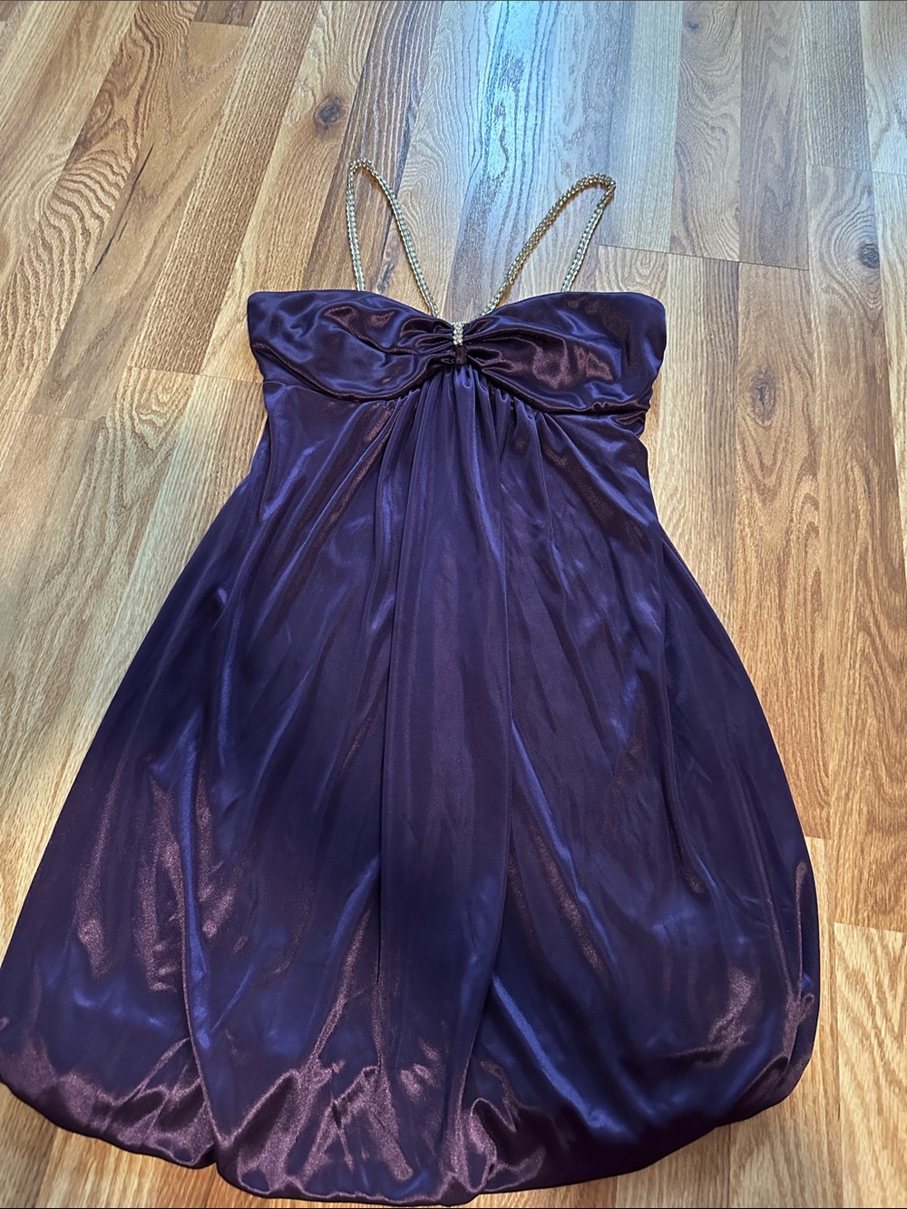 Purple Satin Party Dress with rhinestone Straps size 5/6